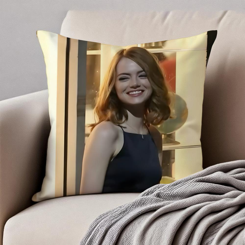 Actress EEmma Stone Cushion Cover Pillowcase Antidustmite Invisible Zipper Short Plush Sofa Cushion