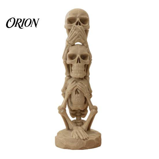 3D Printed Stacking Skull Figurine Figurine, Gothic No Speak Hear See Sculpture Statue, Halloween Party Horror Decoration for Home Office