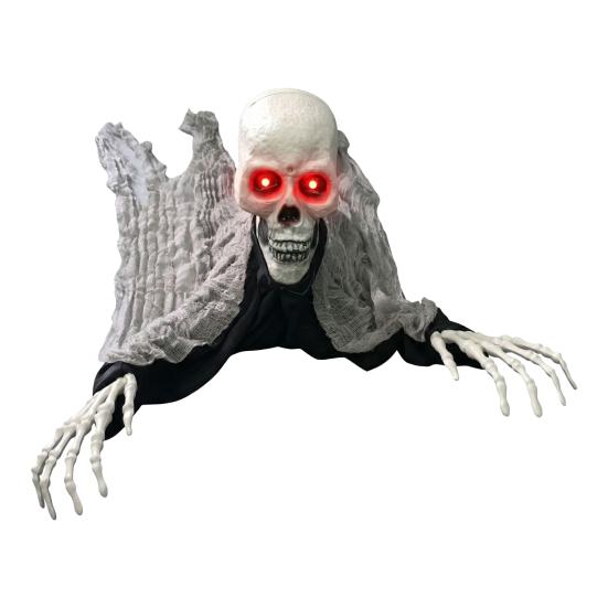 Scary Lawn Ornaments Halloween Breaking Ground Skeleton, Giant Glowing Skull Yard Prop with Outdoor Decorations Poseable Arms, Decoration for