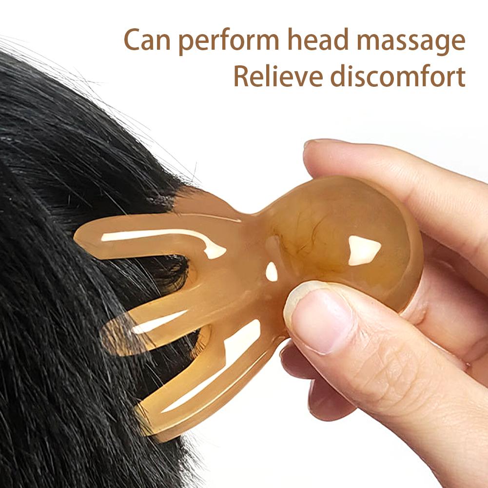 Resin Octopus Massage Comb Head Meridian Scraping Scalp Massager Tool Portable 8-Prong Head SPA Massage Comb For Anti Fatigue