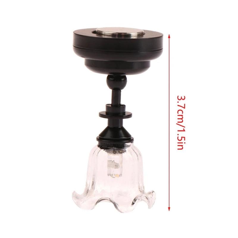 Decorative 1/12 Dollhouses Ceiling Light Miniature Chandelier with Clear Flower Shade for Miniature Living Room Decors