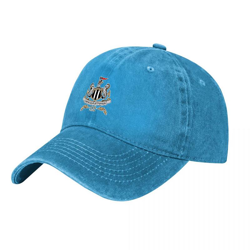 Newcastle United FC Washed Canvas Baseball Cap with Embroidered Crest Logo Unisex Adjustable Hat for Football Fans