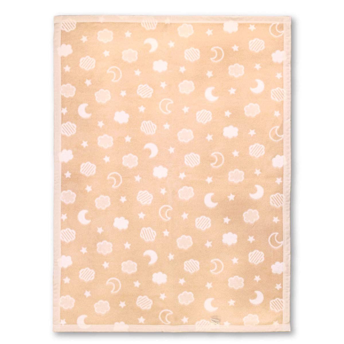 

un doudou Made in Japan Baby Cotton Moon and Jacquard 1335BE Blanket, Clouds, Beige, 85x115cm, 100% Cotton, Weave,