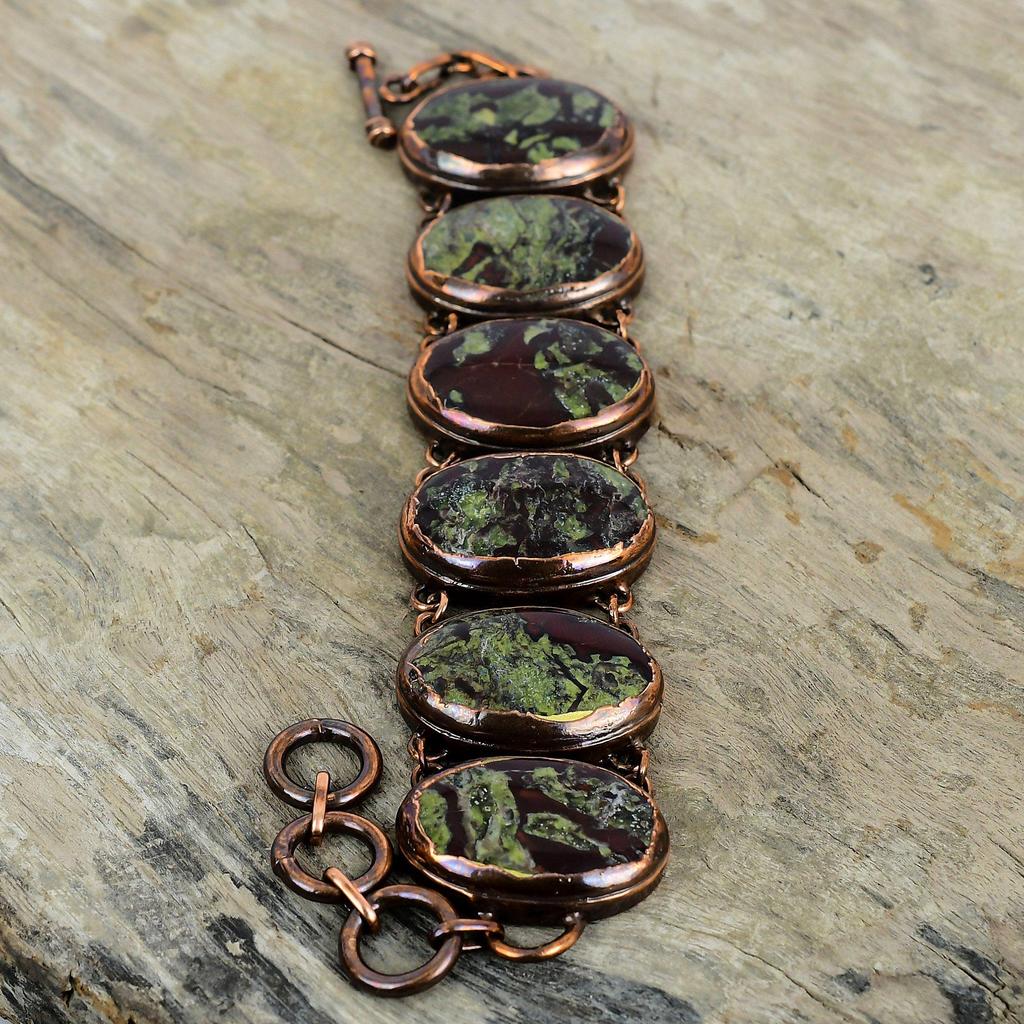 Dragon Bloodstone Bracelet Electroformed Copper Bracelet Adjustable Chain Handmade Bracelet Copper Jewelry Gemstone Bracelet Wedding Gifts