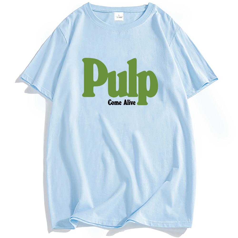 Pulp Come Alive T-Shirt Baumwolle Mode Rockband T-Shirts Lässig Locker Sommer Unisex Streetwear Grunge Hip Hop Grafik T-Shirt