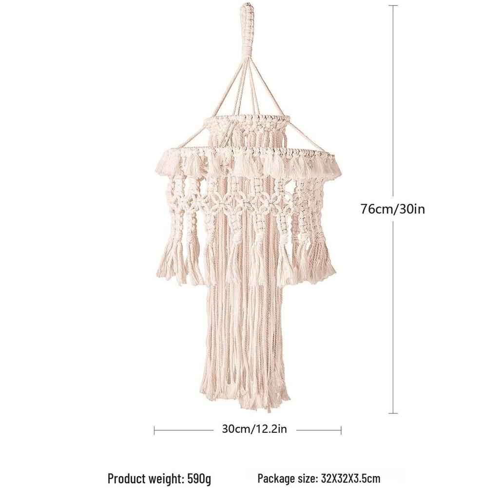 Handmade Nordic Bohemian Cotton Rope Lampshade Pendant Light for Home Décor