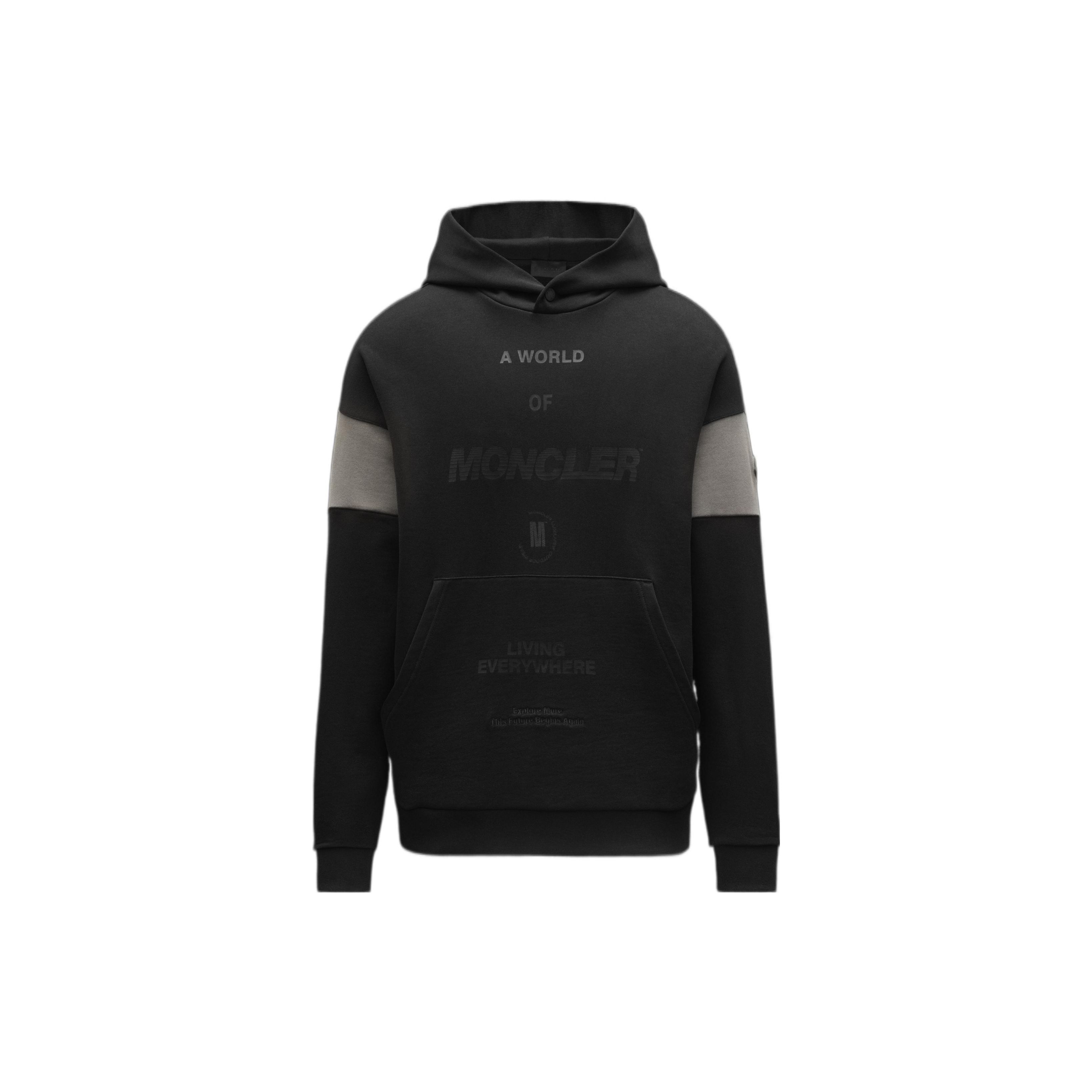 Moncler Lente/Zomer 22 Pullover Hoodie met Bedrukt Logo Heren hoodies Zwart H10918G00030809KR999 XL black