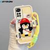 KEYSION Cartoon Cute Plush Embroidery Case for Redmi Note 11 Pro 5G 11S with Lanyard Silicone Shockproof Phone Cover for Redmi Note 12 Pro 4G