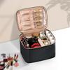 Large Ladies Travel Cosmetic Bag – Waterproof Leather Organizer with Brush Holder & Dividers