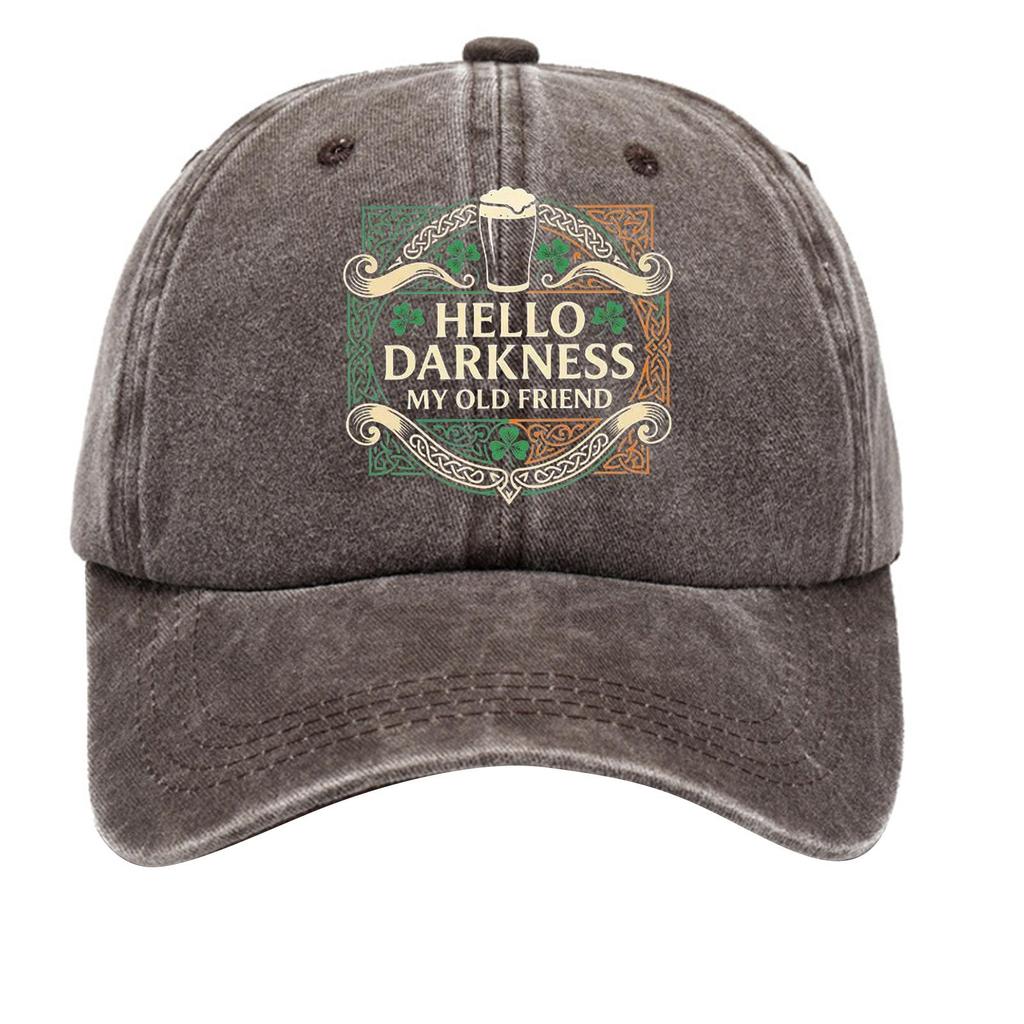 Washed cotton baseball cap with printed distressed soft top denim hat, vintage hat