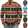 Herren Weihnachten Langarm Rundhals T-Shirt Feiertags Freizeitkleidung
