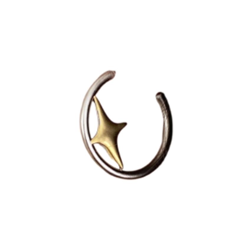 

Retro Distressed Metal C-shaped with Star Earring Minimalist Style Comfortable Ear Accessories Fashion Jewelry For Women 1