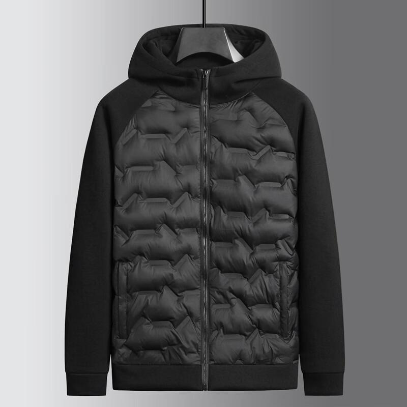 DIBINZE Veste matelassée à capuche patchwork grande taille pour homme