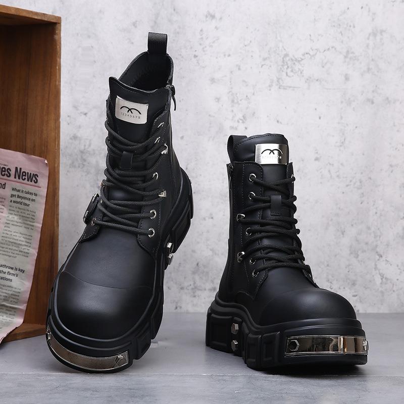 Men's Shoes Heavy Craft Metal Punk Platform High Street Locomotive Martin Boots Leather Men's Boots Tide