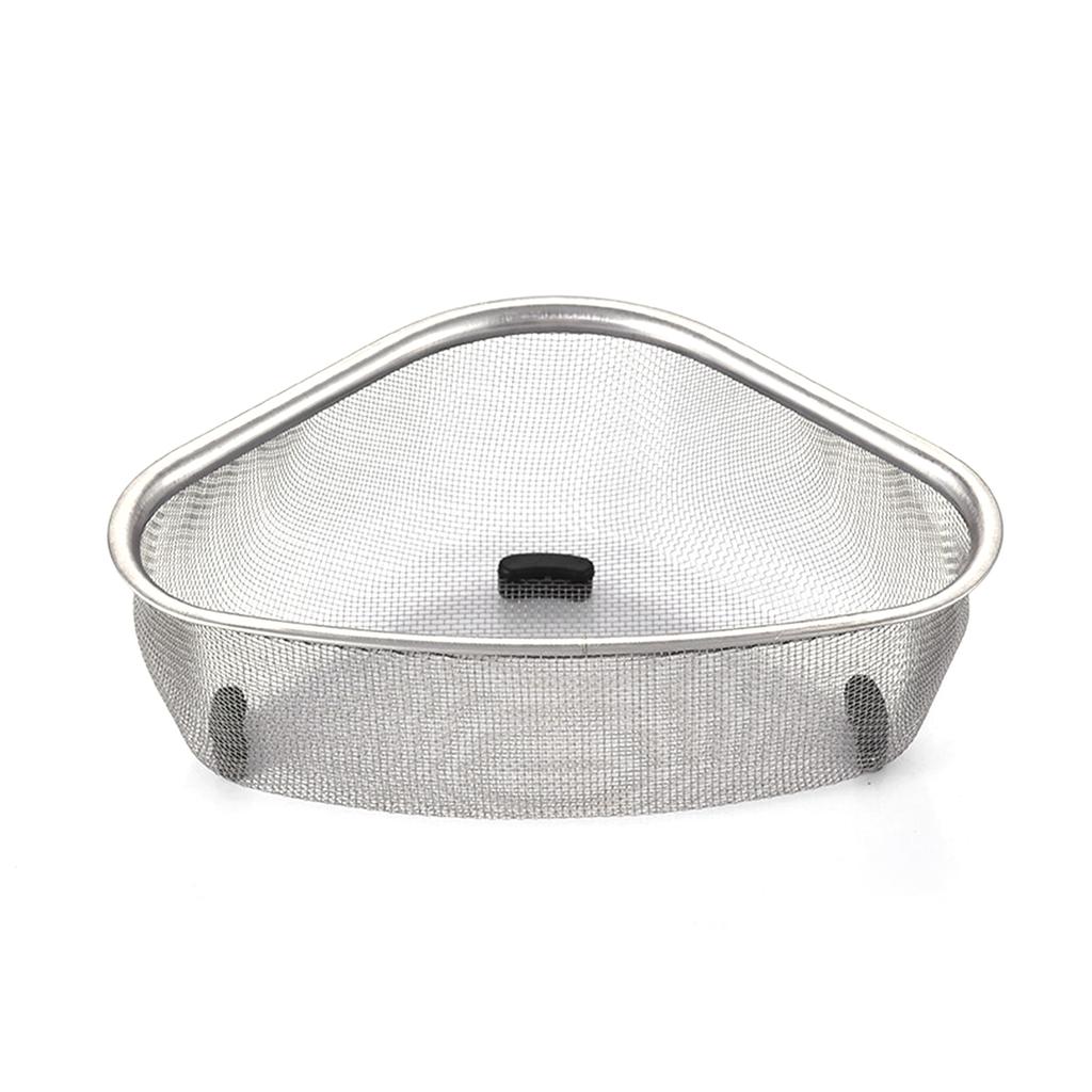 Sink Draining Basket Stainless Steel Fine Mesh Triangular Kitchen Sink Corner Strainer Basket for