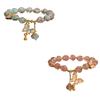 Nature Glass Bead Bracelet Adorned with Butterfly Pendant and Rose Garden Charm for All Day Comfort and Elegant Styles