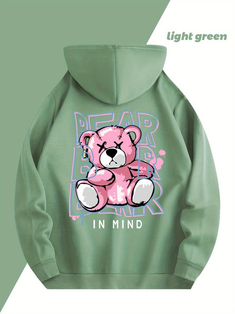 2025 Neue Herbst Herrenmode Bär Gedruckt Weicher und Bequemer Hoodie Outdoor Vielseitige Streetstyle Kleidung