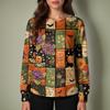 Women's Halloween Print Long Sleeve Cardigan Top with Single Button Front for Caregiver Uniform