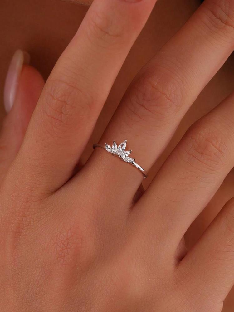 925 Sterling Silver Personalized Simplicity Crown Zircon Ring For Women Engagement Wedding Luxury High Quality Fine Jewelry