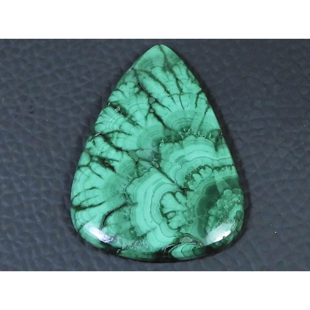 26X35X3MM Natural Malachite Flower Design Pear Cabochon Loose Gemstone 44Cts D-462