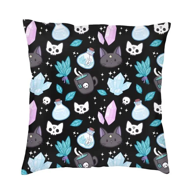 Halloween Witch Crow Cat Bat Print Pattern Cushion Cover Home Living Room Sofa Decoration Square Pillow