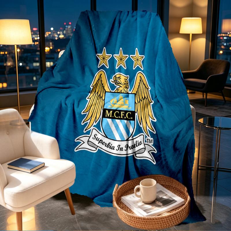 Manchester City FC Print Blanket - Soft & Comfortable, for Bedroom, Travel, Sofa, Home Decoration - Birthday Christmas Gift for Friend