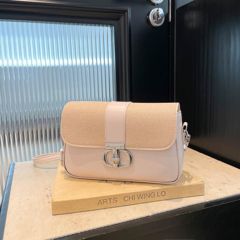 Summer simple  new trendy fashion contrasting color splicing shoulder crossbody hardware decoration small square bag women
