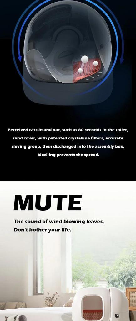 New MAX-2 Self-cleaning Cat Litter Toilet, Sand Proof and Leak Proof Enclosed Cat Toilet, Intelligent Remote Control