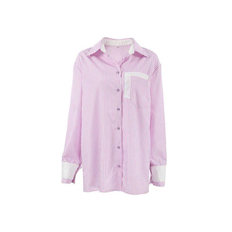 European and American Commuters' Stripes Shirt Loose Straight Style American Street Shirt Coat Inner Wear Ins Style