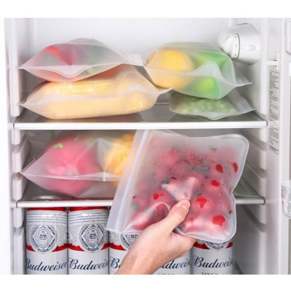 Silikon-Aufbewahrungsbeutel für Lebensmittel, wiederverwendbar, Stand-Up-Beutel mit Reißverschluss, auslaufsichere Behälter, Frischhaltebeutel, Frischhaltebeutel mit Druckverschluss