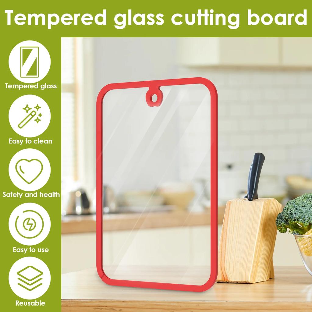 Kitchen Cutting Board Tempered Glass Cutting Board Multifunc Cutting Mat Serving Tray Kitchen Chopping Board for Fruit and Meat