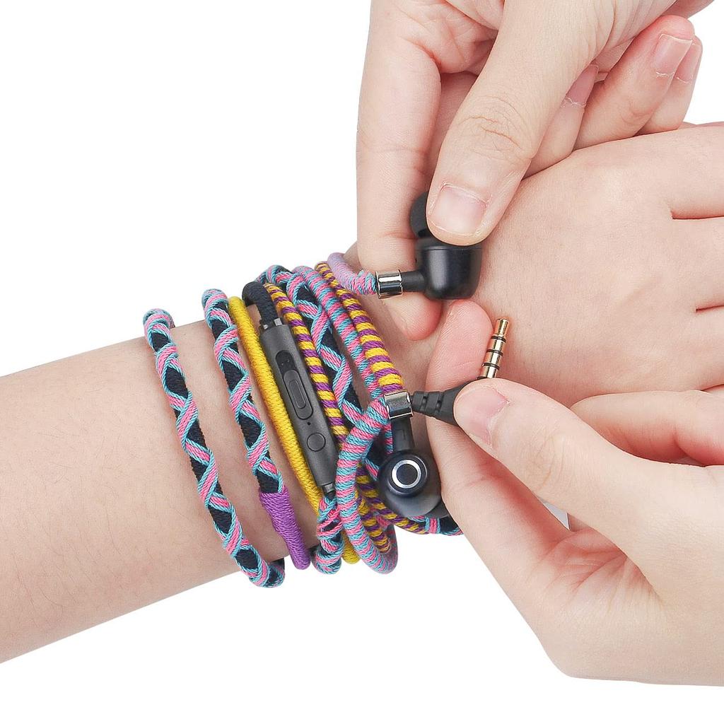 URIZONS Colorful Nylon Braided Wired 3.5mm In-Ear Earphones - The Earphones Can Be Worn On the Hand with a Wired Winder, and the Anti-lost Bracelet