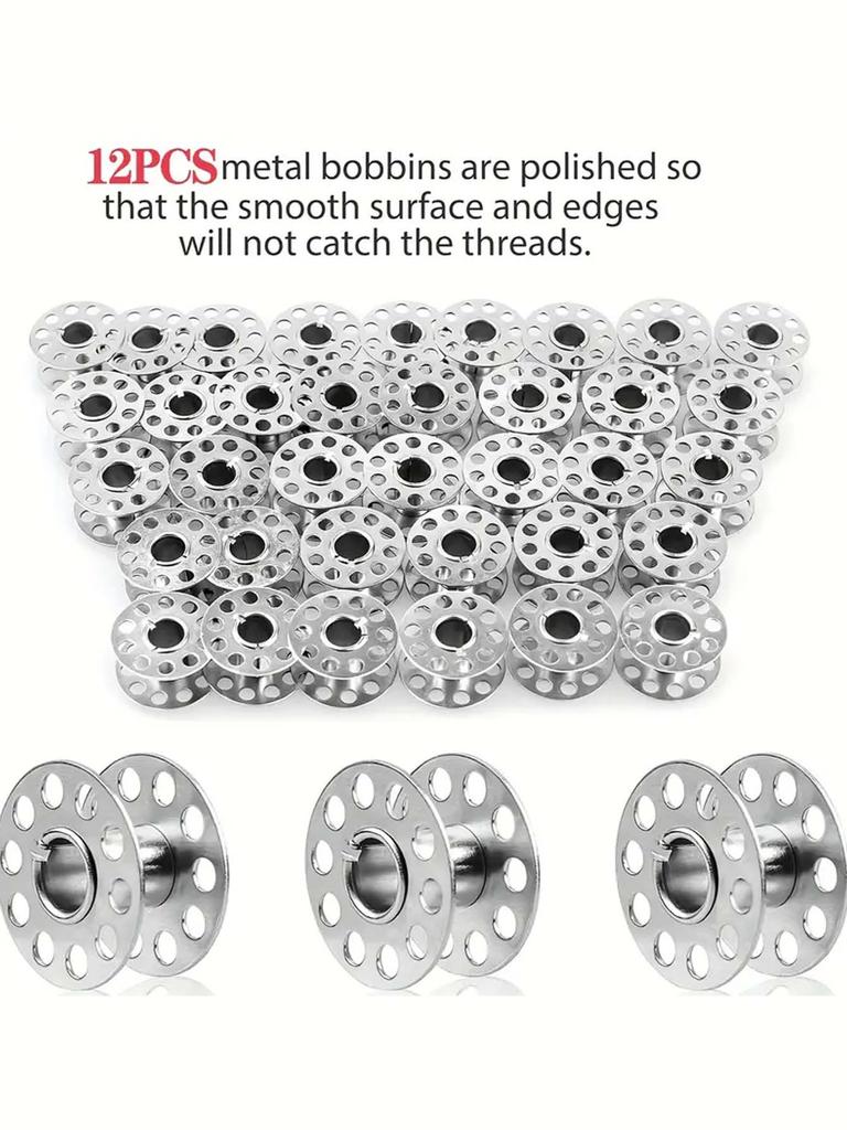 12/24 BUC Bobine Mașină de Cusut din Oțel Inoxidabil - Construcție Metalică Durabilă pentru Mașina de Cusut Brother, Artă Esențială pentru Cusut