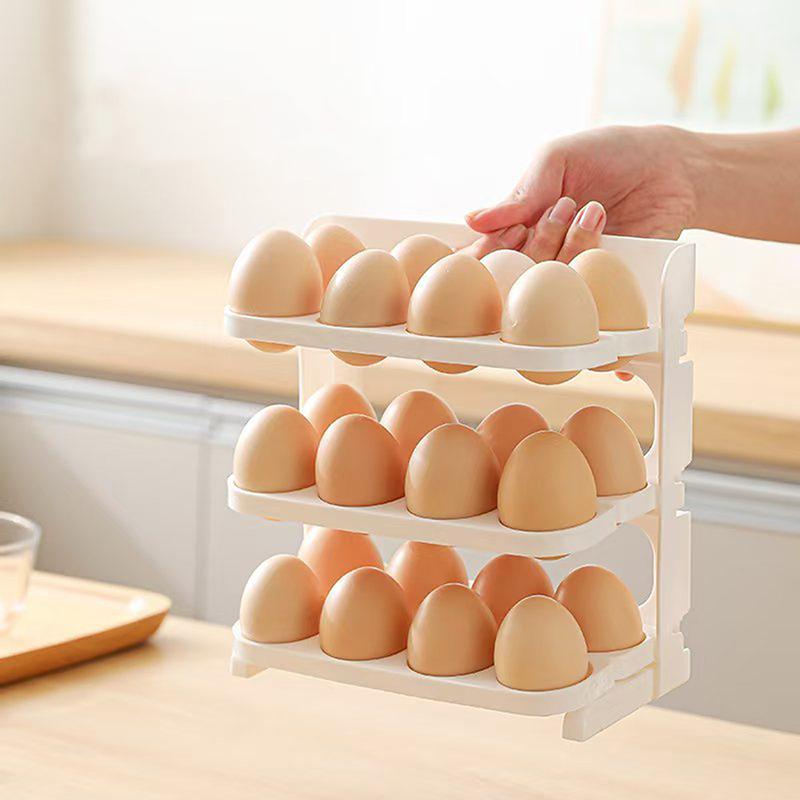 3 Layer Foldable Egg Storage Box Organizer For Refrigerator Refrigerator Side Door Kitchen Egg Organizer Holder Food Storage