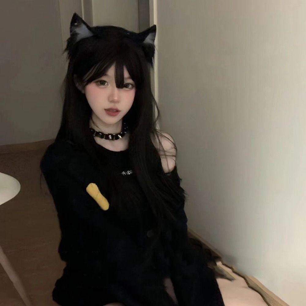 Lolita Cat Ears Headband Jk Plush Hair Band Funny Cosplay Headwear  Student