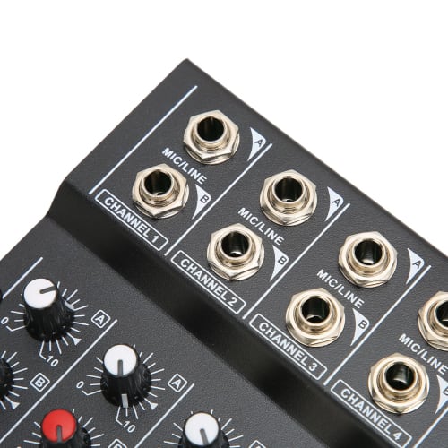 10-Channel Stereo Mixer, 60Hz Black, with Two Master Volume Knobs, for Keyboards, for Clubs and Bars, US Plug