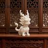 Layered Dragon Mane Sculpture 3D Printed Qilin Statue, Traditional Chinese Mythical Beast Figurine, Auspicious Customizable White Base Decoration