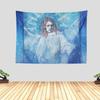 Luxurious Polyester Tapestry Wall Hanging Angelic Blue Spiritual Divine Celestial Home Decor Religious Art Poster