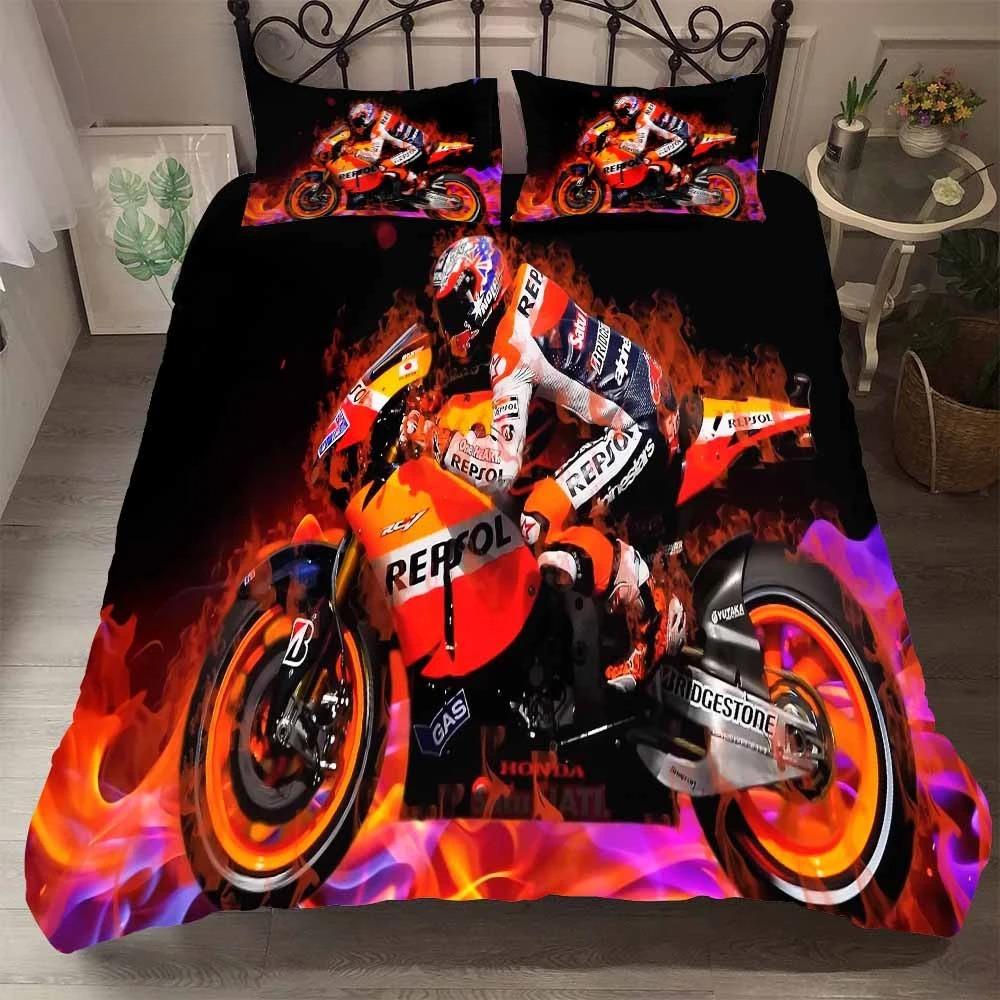 Handsome Red Motor Racing bedding set twin bed men 2-3 PCS Duvet Cover Sets Us Size Super Cool Comforter Bedding Sets For Boy