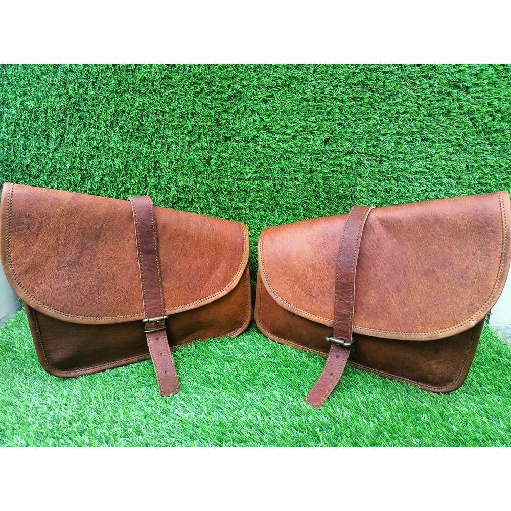 Motocyklová pravá hnědá kůže 3 brašny na sedlo kapsa na nářadí boční brašna na zavazadla na kyvnou vidlici