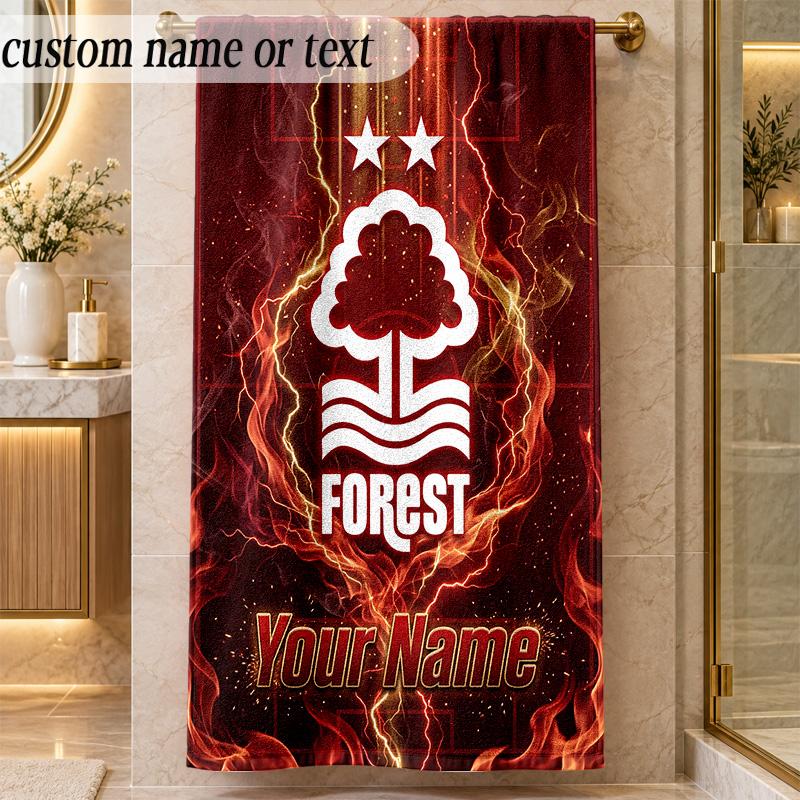 Beach TowelNottingham Forest FC Custom Name Text Personalized Soft Towel for Beach Pool Indoor Home Decor Gift