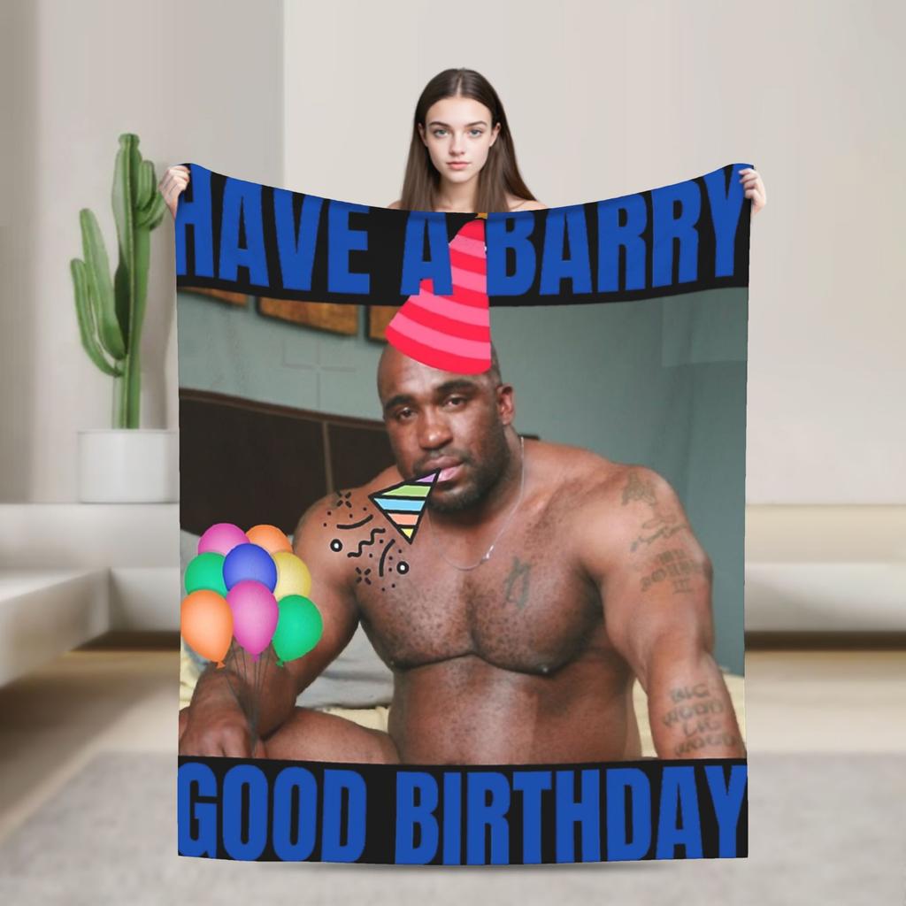 Funny Barry Wood Meme Christmas  Blanket Multiple Sizes Warm Cozy Fluffy  Throw Blankets for Couch Sofa and Bed
