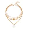 3 Layers Shell Pendant Necklace Bohemian Seashell Choker Vintage Pearl Chain Necklaces  Women