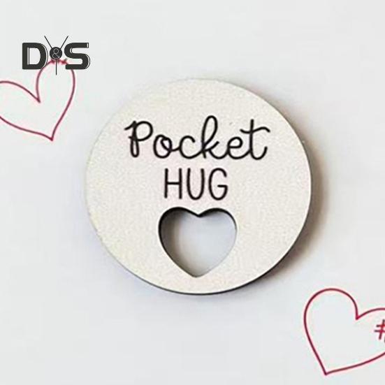 Pocket Hug Love Herz Token Dekoration mit Grußkarte Holz kleines Herz Schild Ornament Freunde Familie Geburtstag Jahrestag inspirierendes Geschenk
