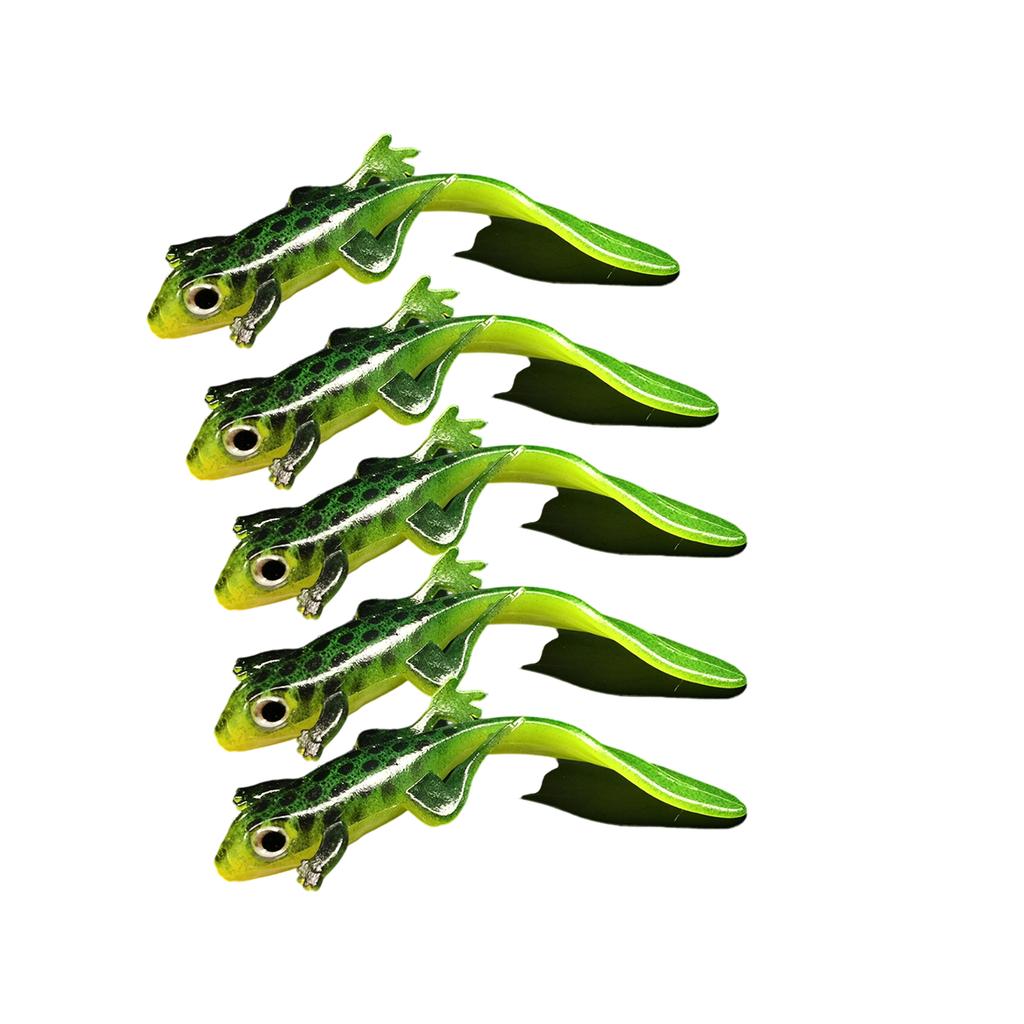 5pcs Simulated Giant Salamander Floating Lures Green Lizard Silicone Bait Swimbait Artificial Bait Fishing Accessories