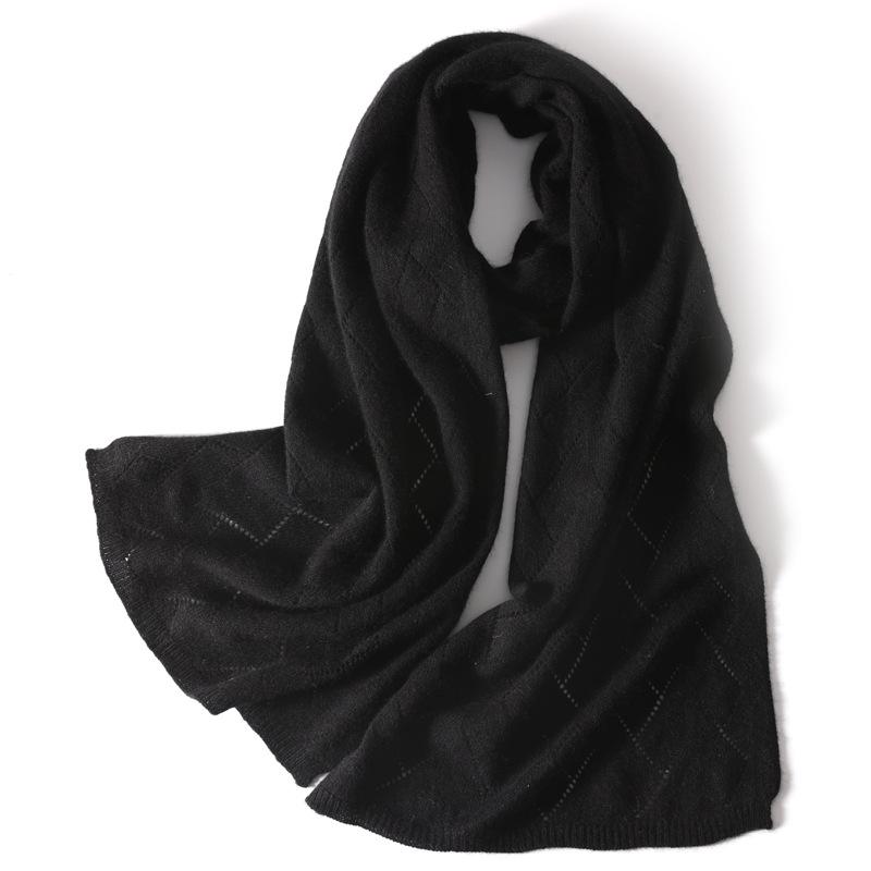 Women's Cashmere Wool Openwork Shawl: Versatile Knit Neck Warmer & Outerwear Cape for Autumn/Winter