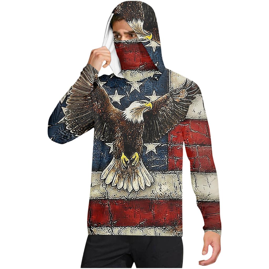 Men's Casual Long Sleeve Hoodie Lightweight Sun Protection Shirt with Tie Dye Print and Hood for Outdoor Activities and Daily Wear