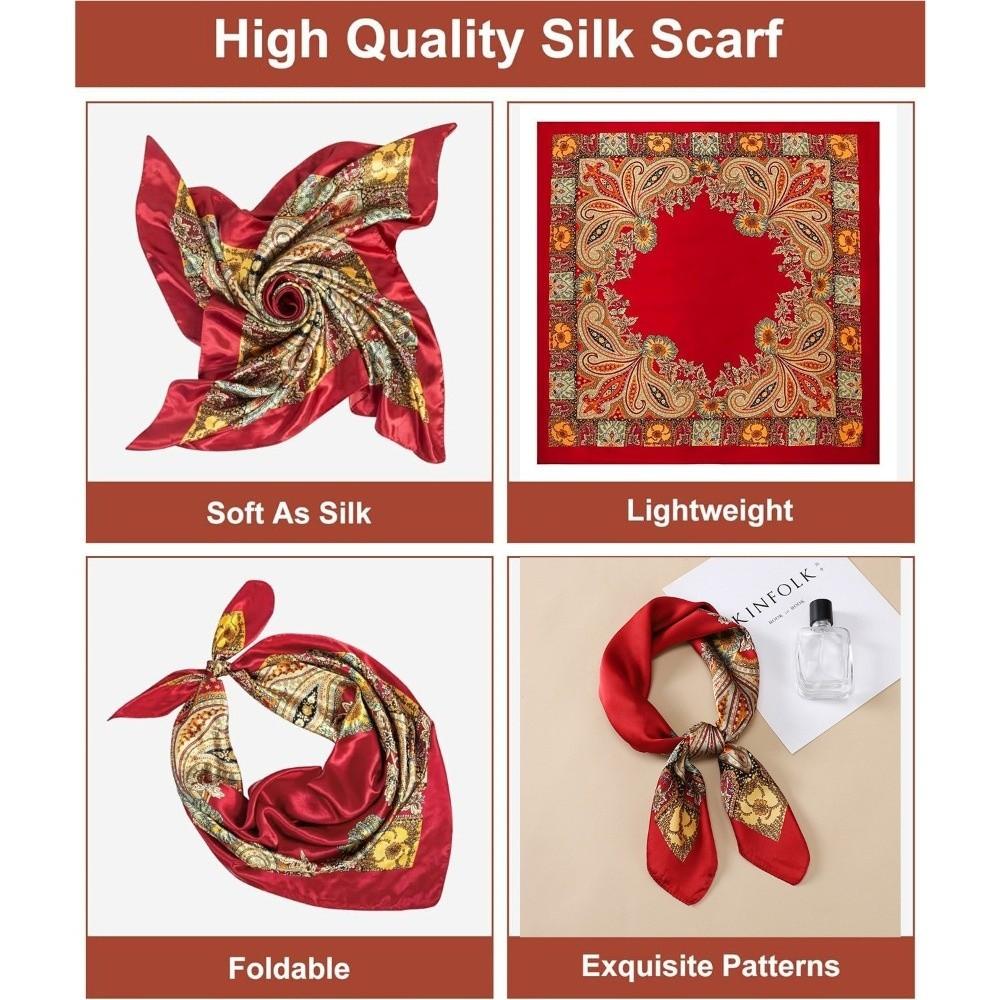 Large Size Satin Bandana Elegant Square Hijab Neckerchief Head Silk Scarf  Daily