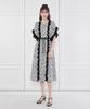 L By L White Flower Black Chiffon Frill Dress