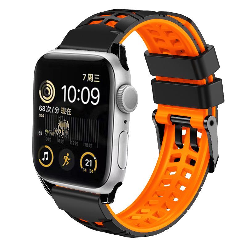 Uhrenarmband für Apple Watch Series 10 42 mm/9 8 7 41 mm/SE (2023) SE (2022) SE 6 5 4 40mm/3 2 1 38mm Zweifarbiges Armband Verstellbares Silikonarmband